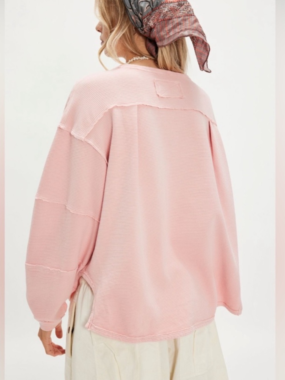 FREE PEOPLE We the Free Total Eclipse Tee Blossom Pink Top Shirt Knit NWOT Sz S - Picture 3 of 6
